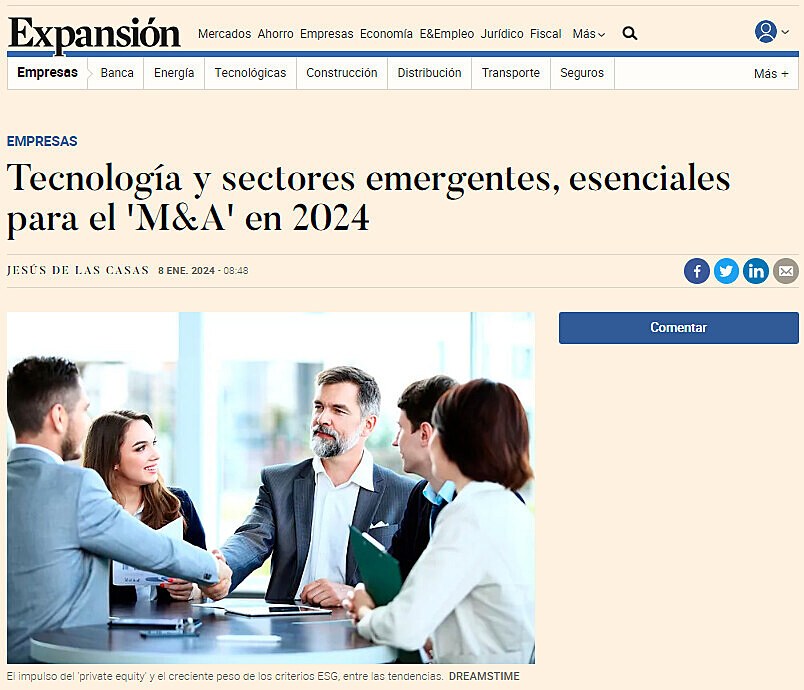 Tecnologa y sectores emergentes, esenciales para el 'M&A' en 2024
